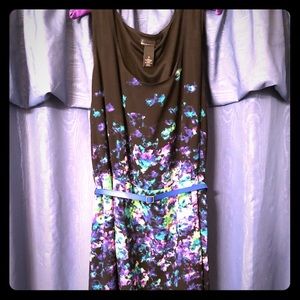 Lane Bryant sleeveless black dress w/ watercolor